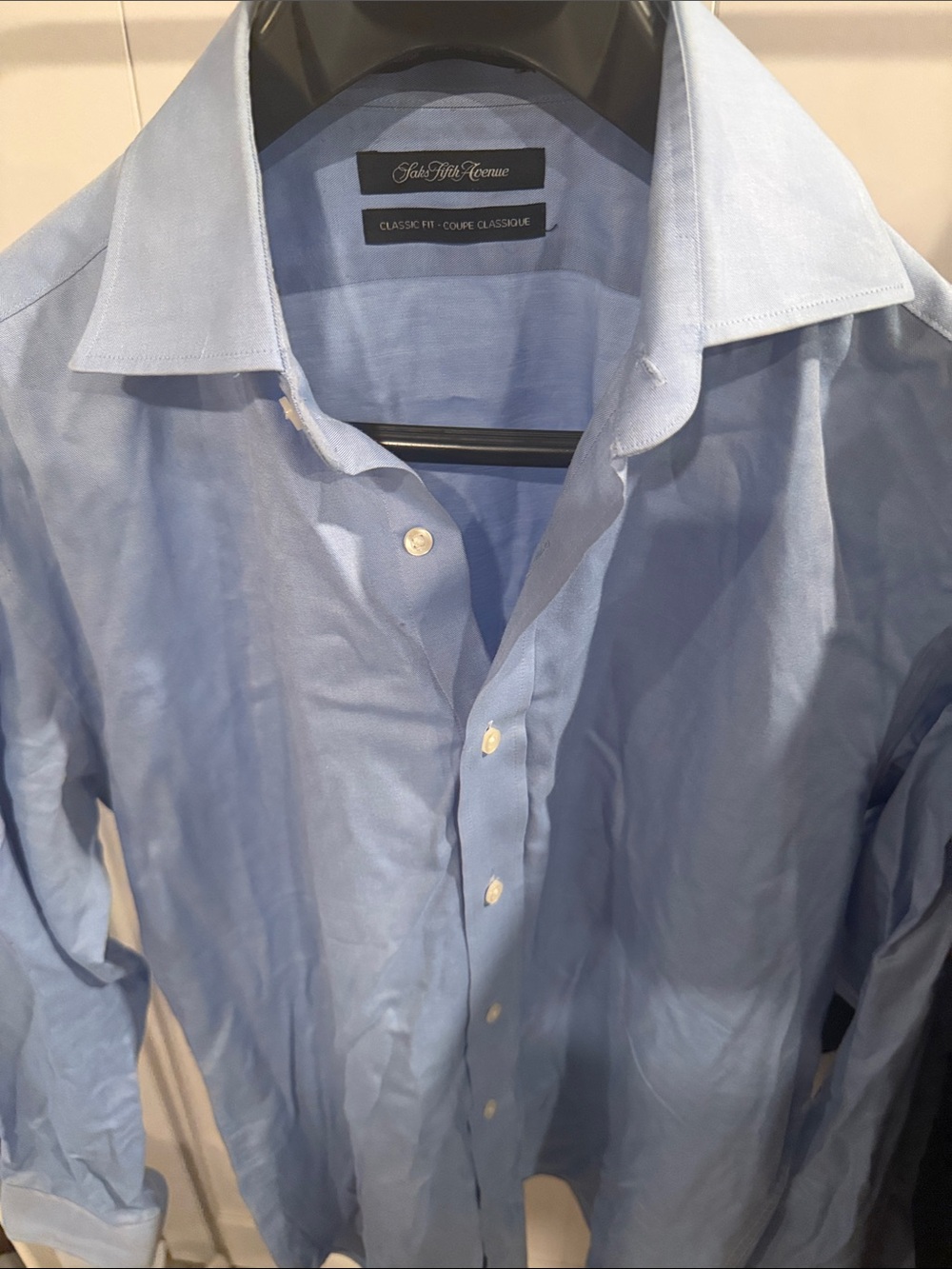 Saks Fifth Avenue Men's Pale Blue Dress Shirt with Spread Collar